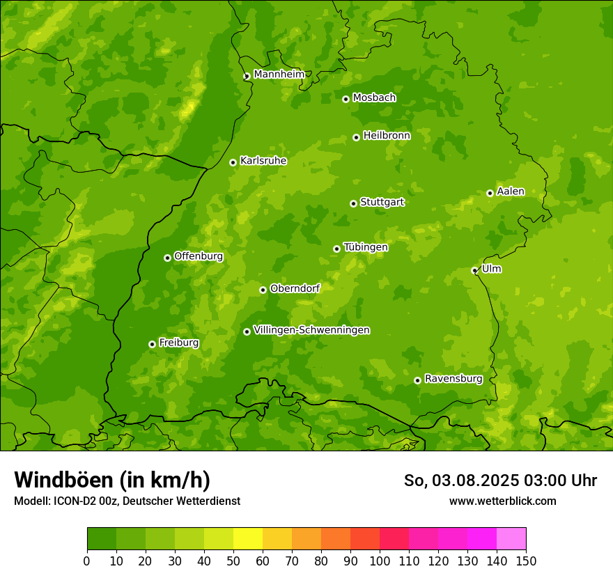 Modellkarten Windgeschwindigkeit