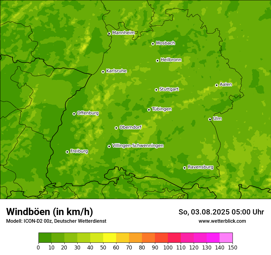 Modellkarten Windgeschwindigkeit