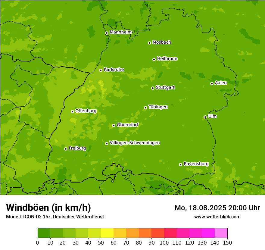 Modellkarten Windgeschwindigkeit