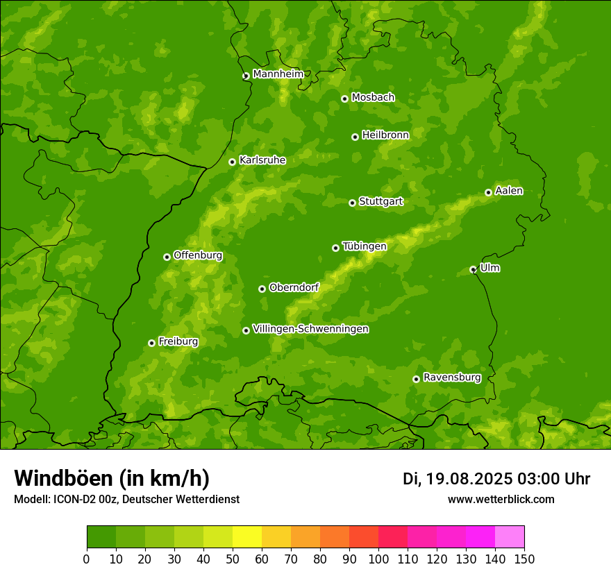 Modellkarten Windgeschwindigkeit