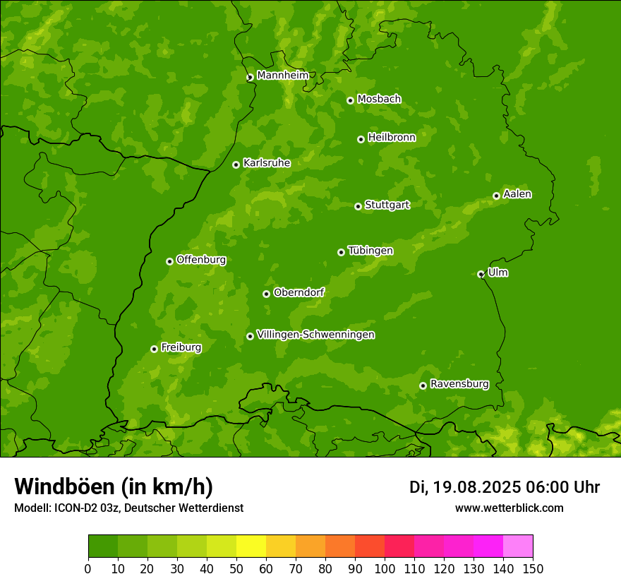 Modellkarten Windgeschwindigkeit