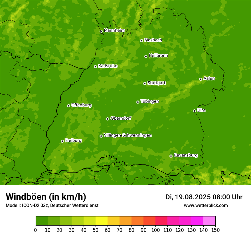Modellkarten Windgeschwindigkeit