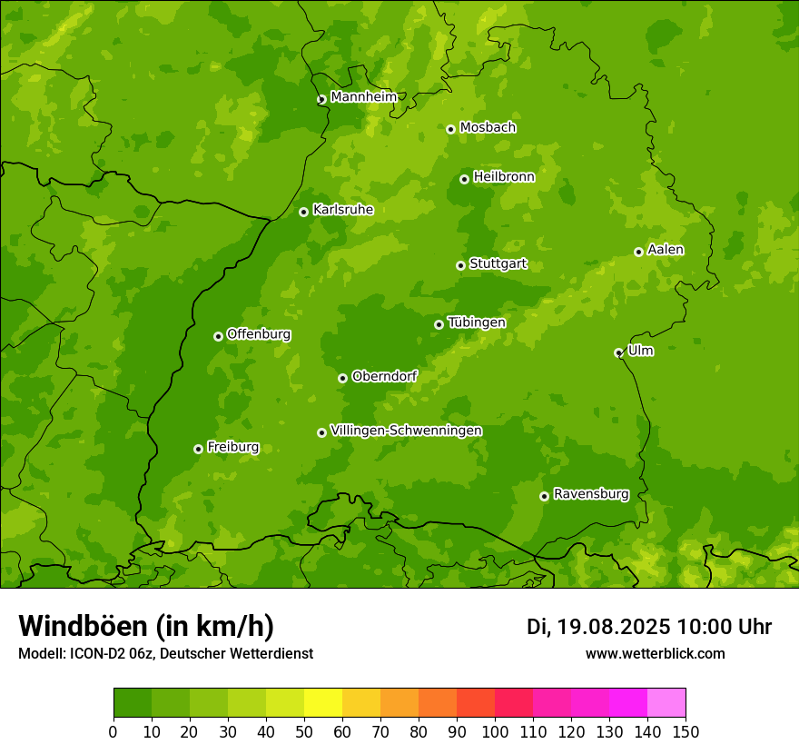 Modellkarten Windgeschwindigkeit