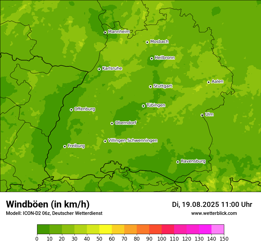 Modellkarten Windgeschwindigkeit