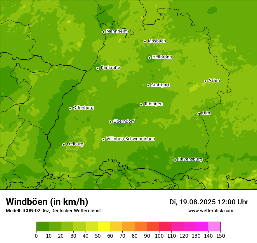 Modellkarten Windgeschwindigkeit