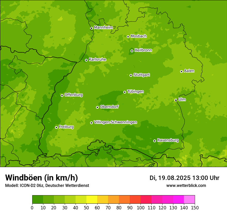 Modellkarten Windgeschwindigkeit