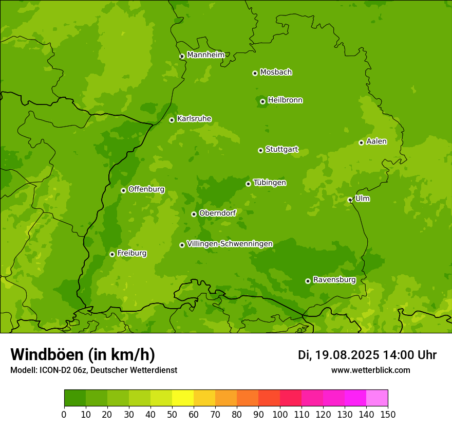 Modellkarten Windgeschwindigkeit