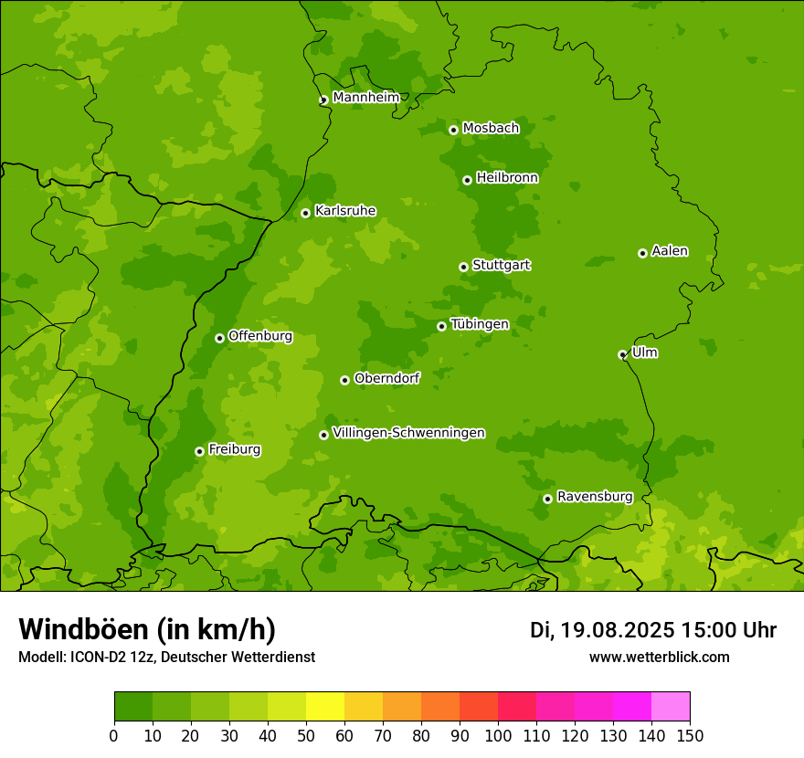 Modellkarten Windgeschwindigkeit