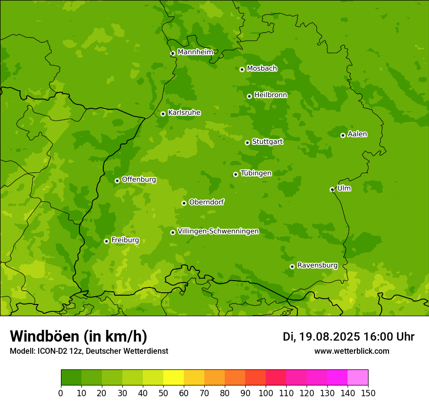 Modellkarten Windgeschwindigkeit