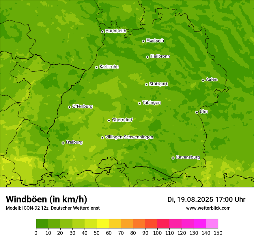 Modellkarten Windgeschwindigkeit