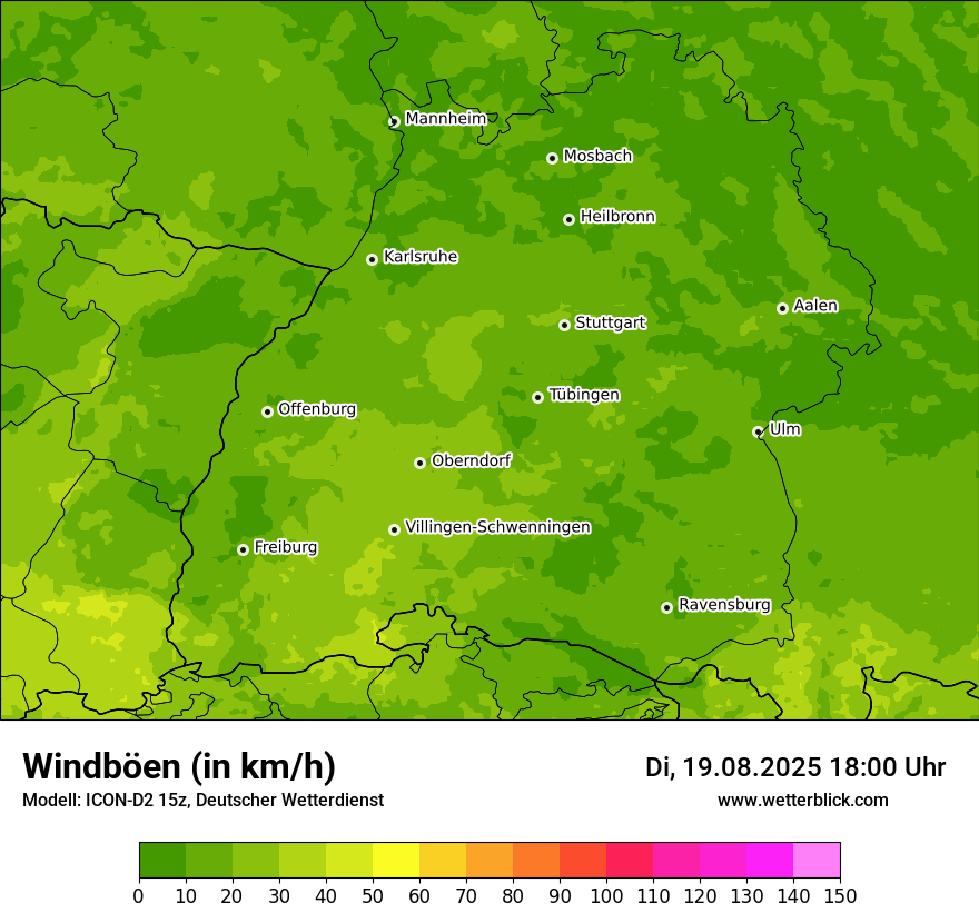 Modellkarten Windgeschwindigkeit