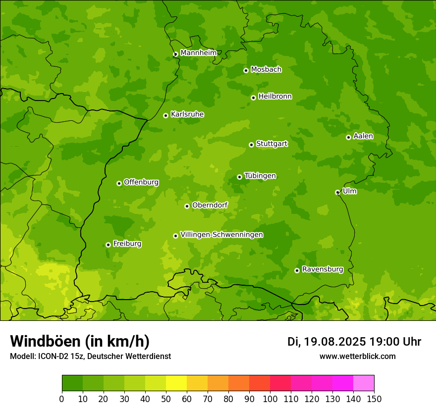 Modellkarten Windgeschwindigkeit