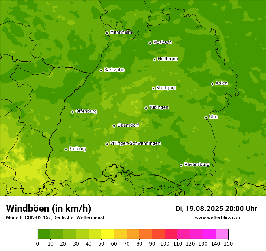 Modellkarten Windgeschwindigkeit