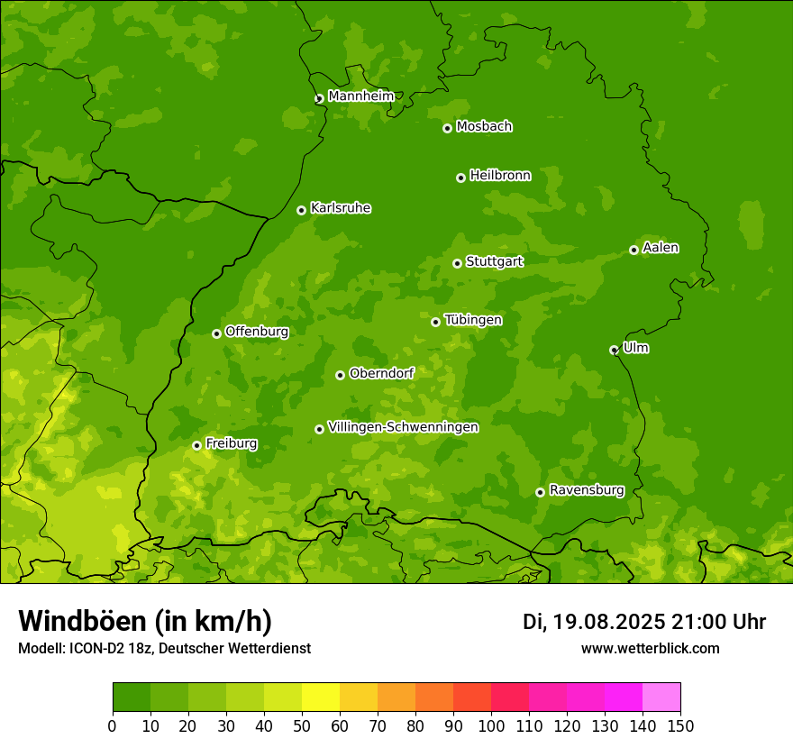 Modellkarten Windgeschwindigkeit