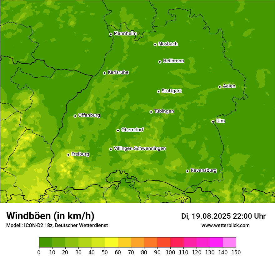 Modellkarten Windgeschwindigkeit