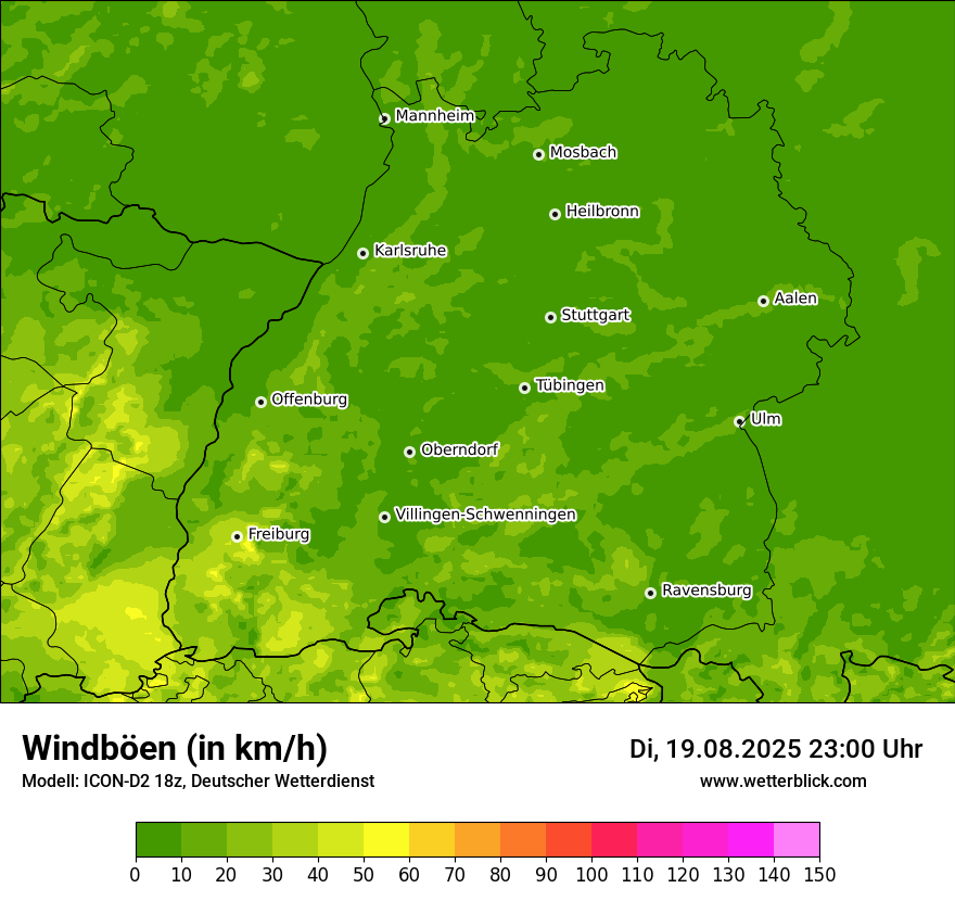 Modellkarten Windgeschwindigkeit