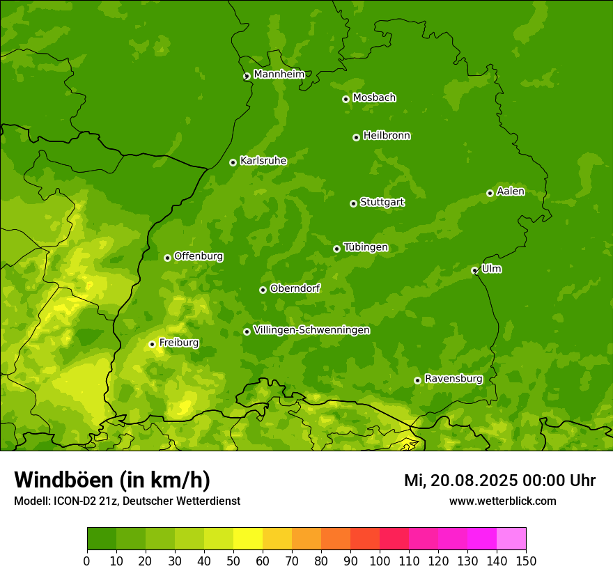 Modellkarten Windgeschwindigkeit