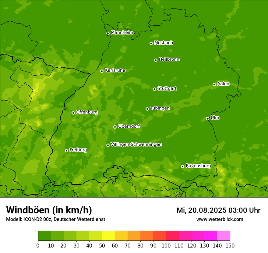 Modellkarten Windgeschwindigkeit