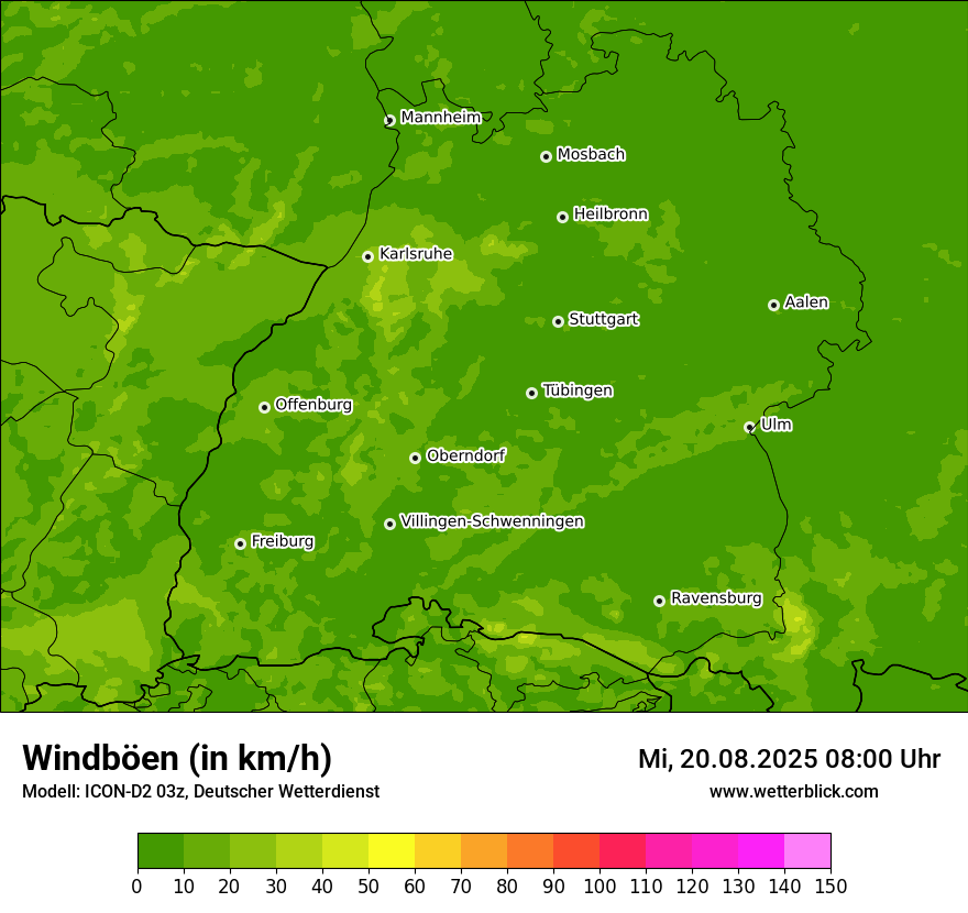 Modellkarten Windgeschwindigkeit