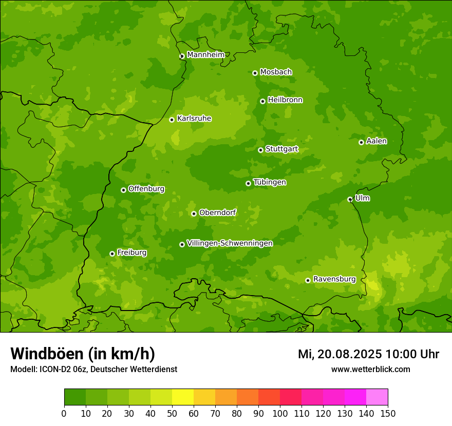 Modellkarten Windgeschwindigkeit