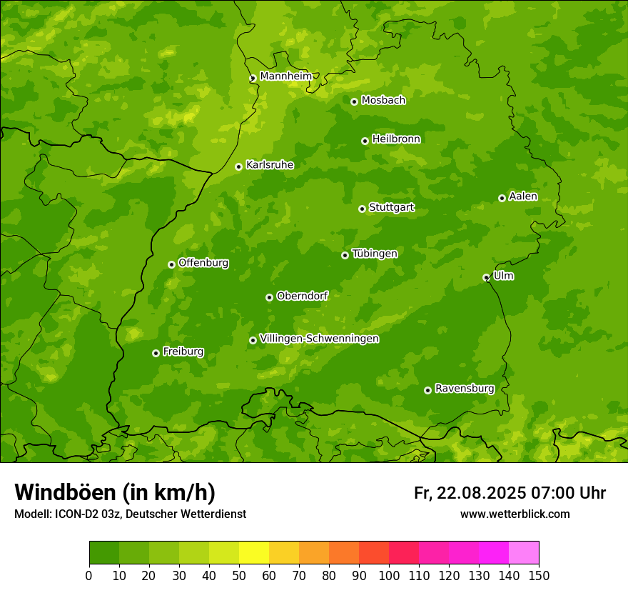 Modellkarten Windgeschwindigkeit