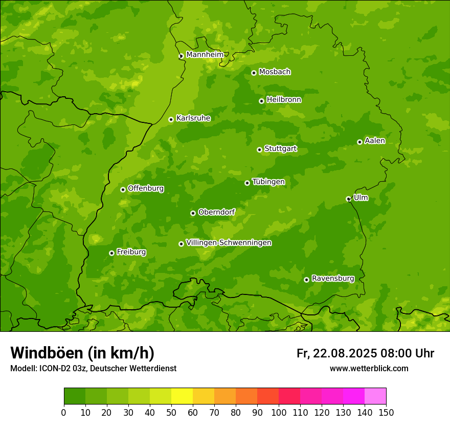 Modellkarten Windgeschwindigkeit