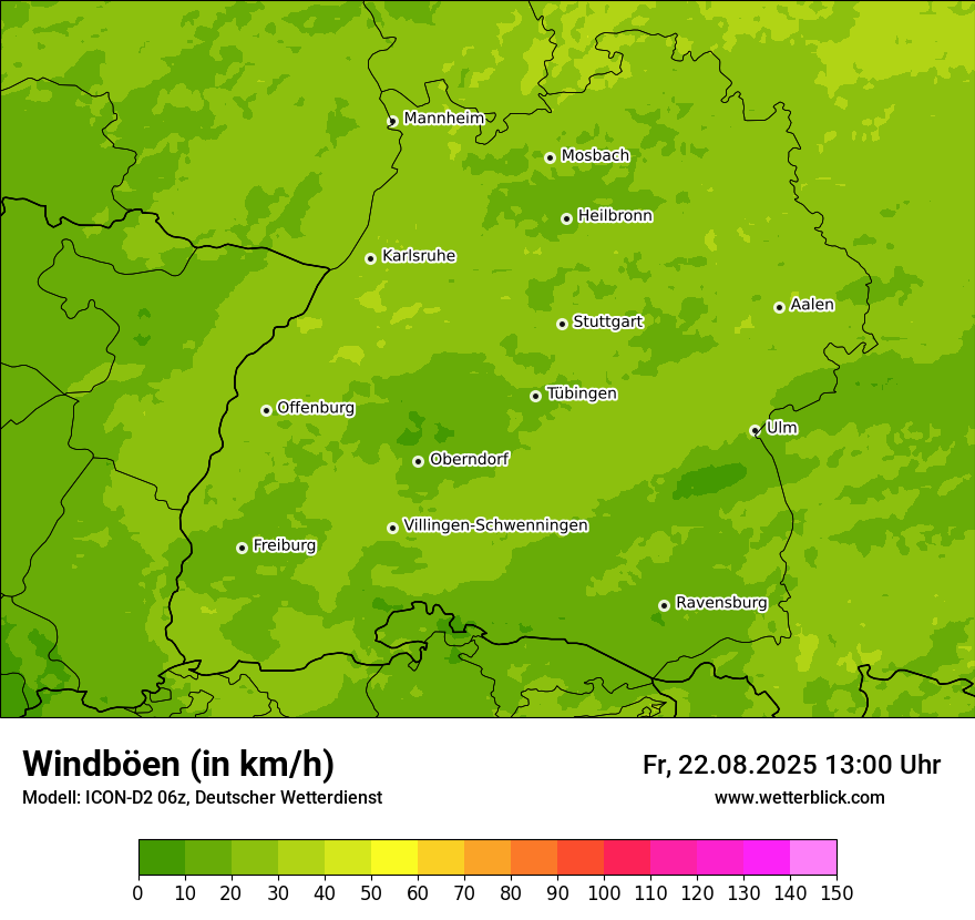Modellkarten Windgeschwindigkeit