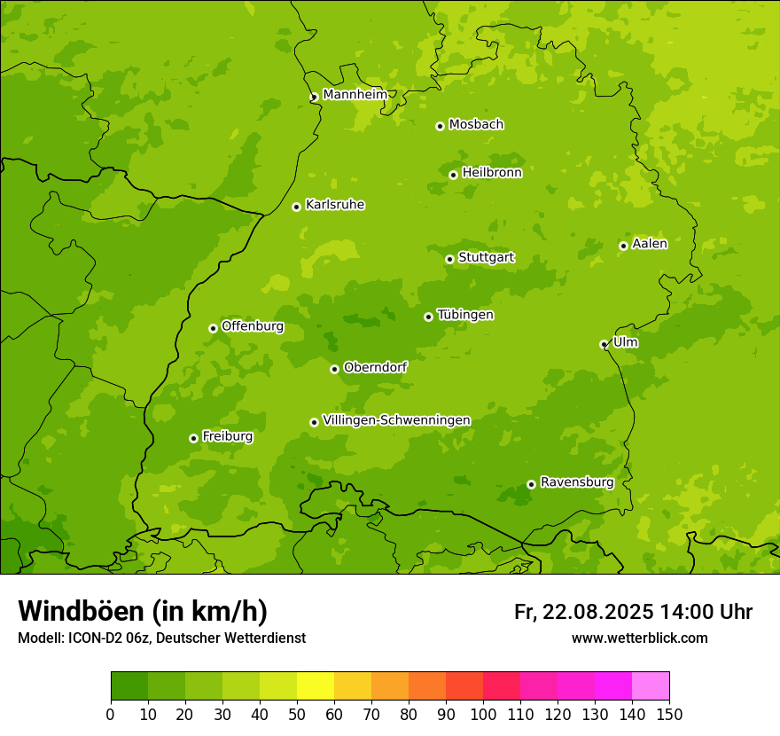 Modellkarten Windgeschwindigkeit