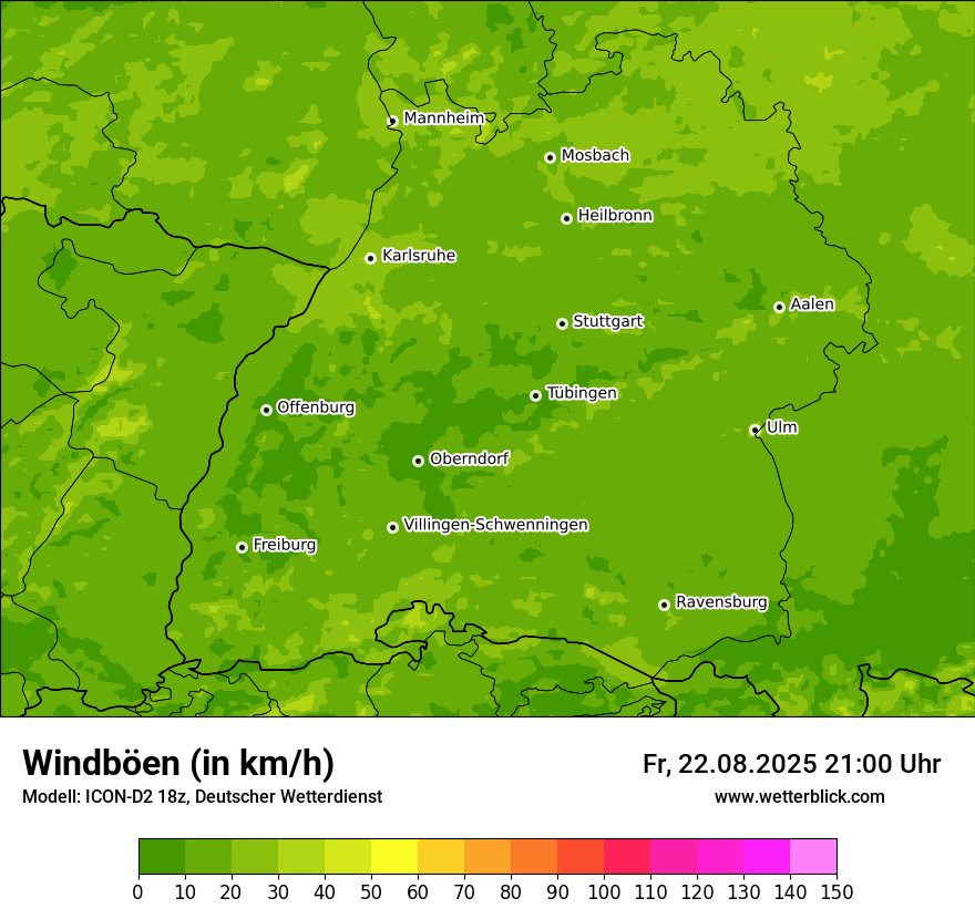 Modellkarten Windgeschwindigkeit