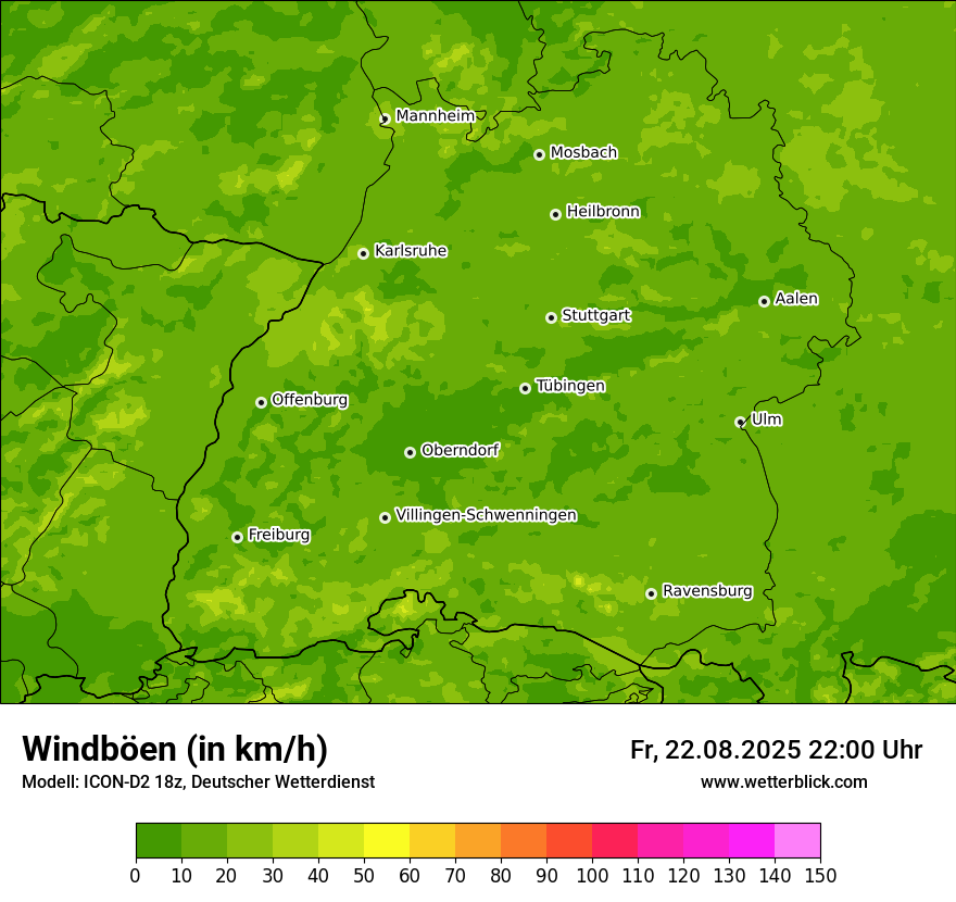 Modellkarten Windgeschwindigkeit