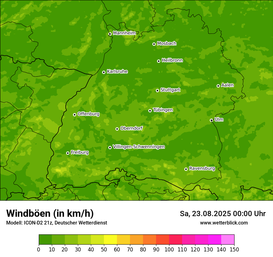 Modellkarten Windgeschwindigkeit
