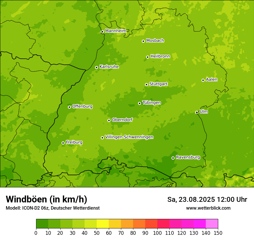 Modellkarten Windgeschwindigkeit