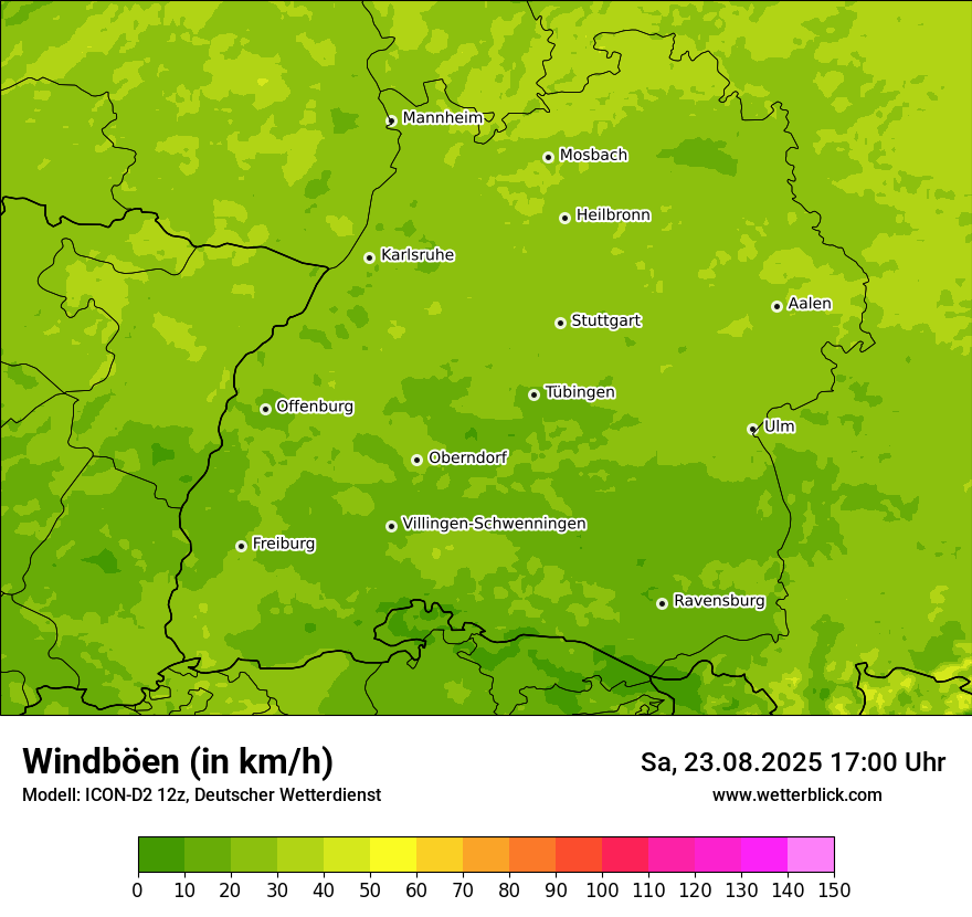 Modellkarten Windgeschwindigkeit