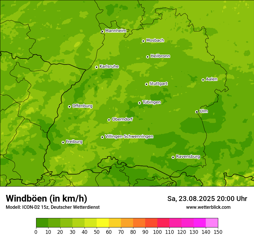 Modellkarten Windgeschwindigkeit