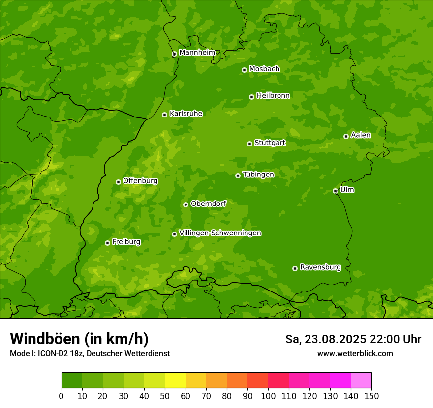 Modellkarten Windgeschwindigkeit