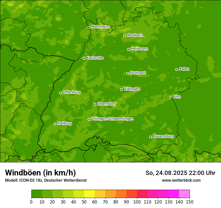 Modellkarten Windgeschwindigkeit