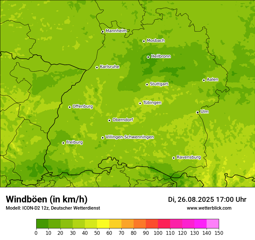 Modellkarten Windgeschwindigkeit