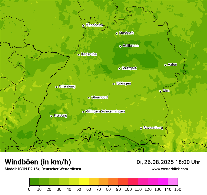 Modellkarten Windgeschwindigkeit