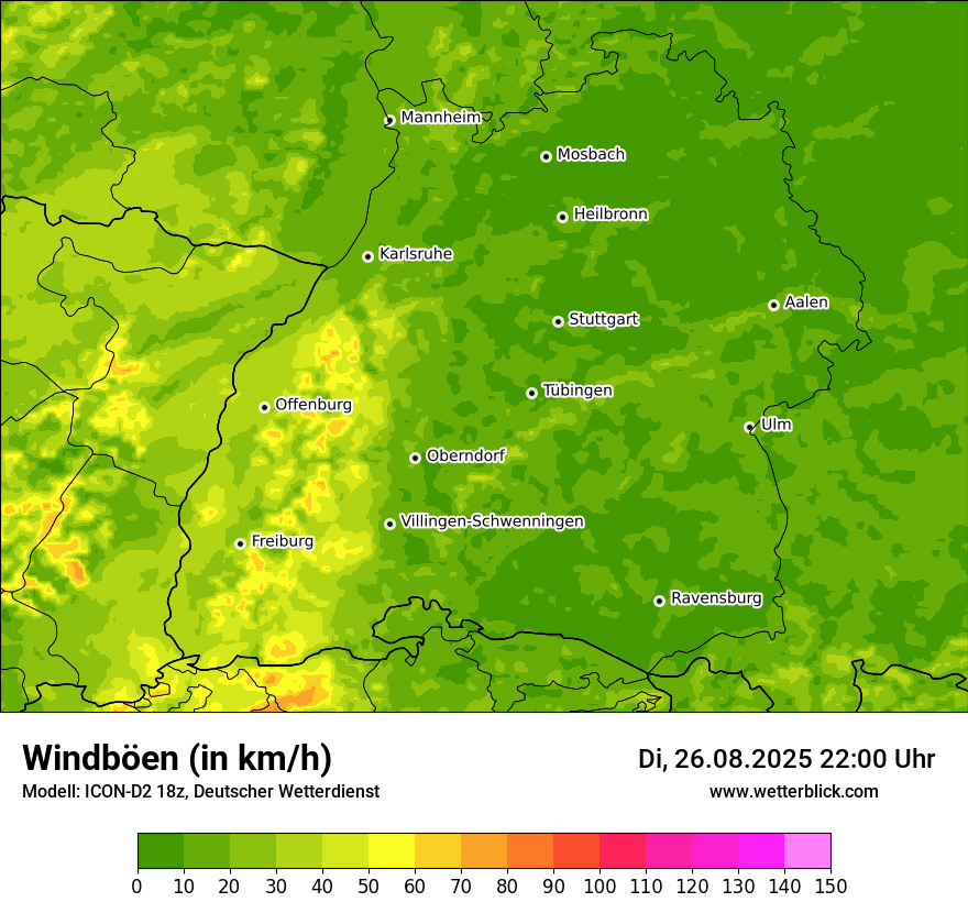Modellkarten Windgeschwindigkeit