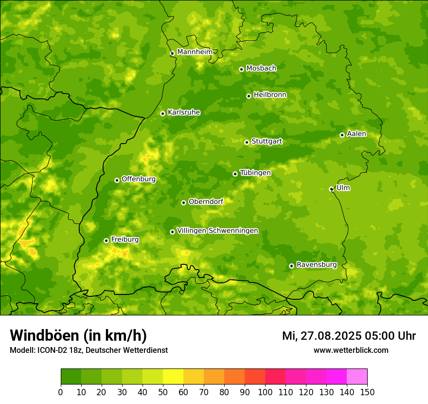Modellkarten Windgeschwindigkeit