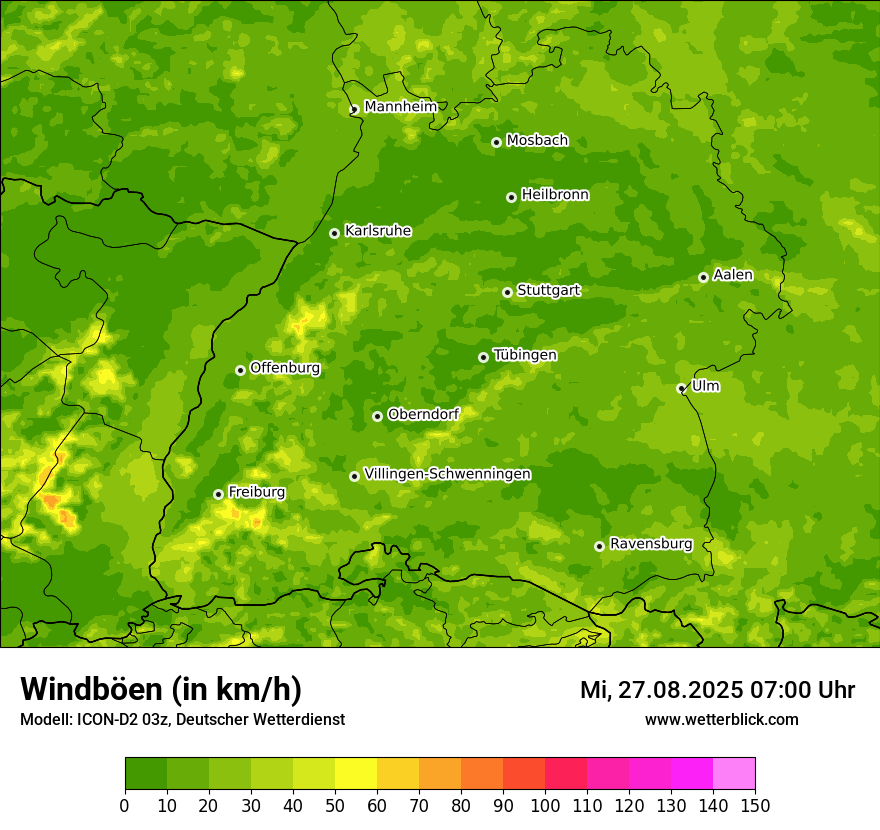 Modellkarten Windgeschwindigkeit
