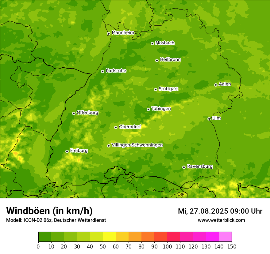 Modellkarten Windgeschwindigkeit