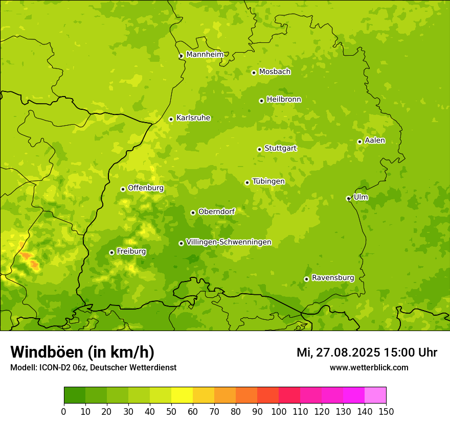 Modellkarten Windgeschwindigkeit