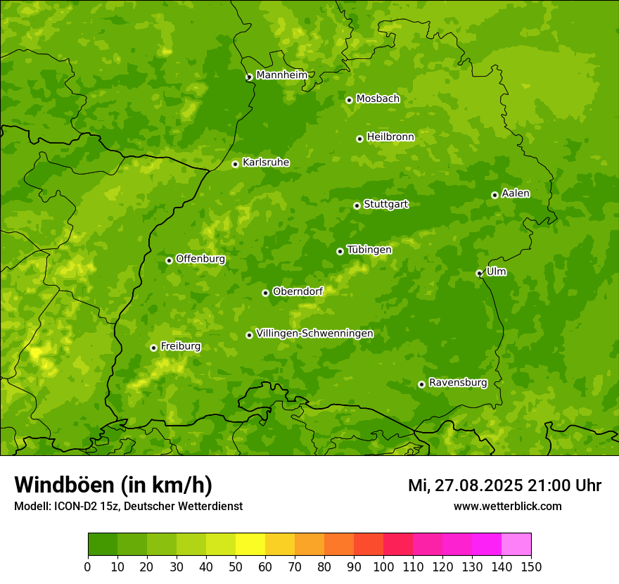 Modellkarten Windgeschwindigkeit
