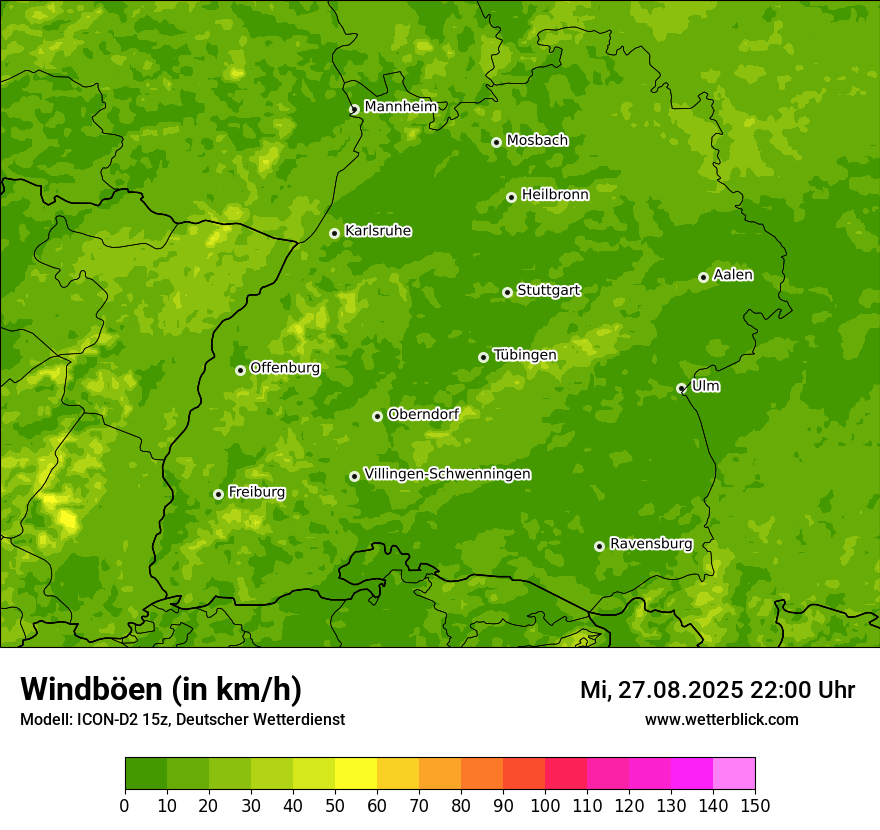 Modellkarten Windgeschwindigkeit