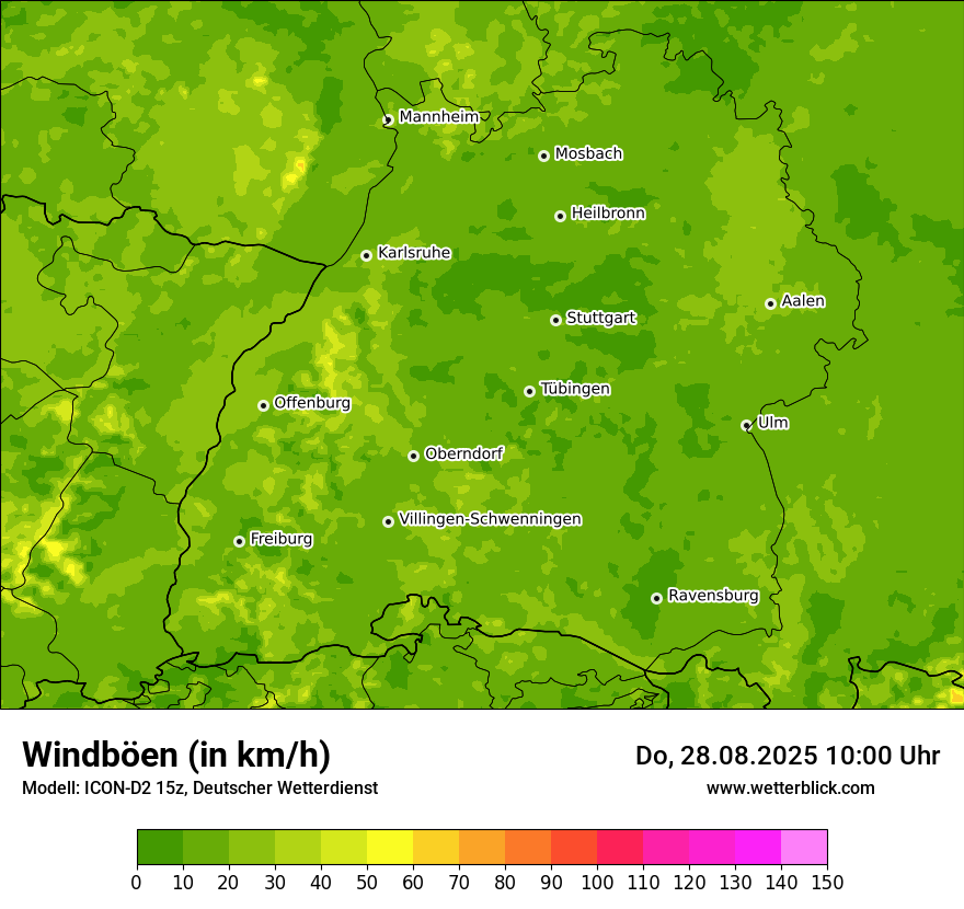 Modellkarten Windgeschwindigkeit