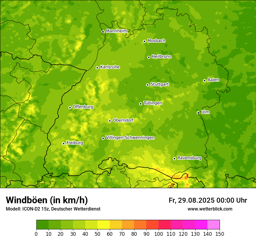 Modellkarten Windgeschwindigkeit