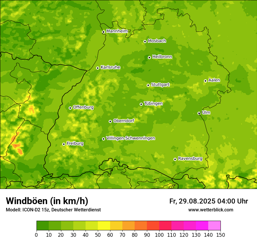 Modellkarten Windgeschwindigkeit