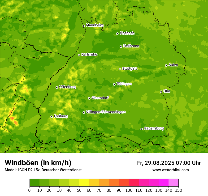 Modellkarten Windgeschwindigkeit