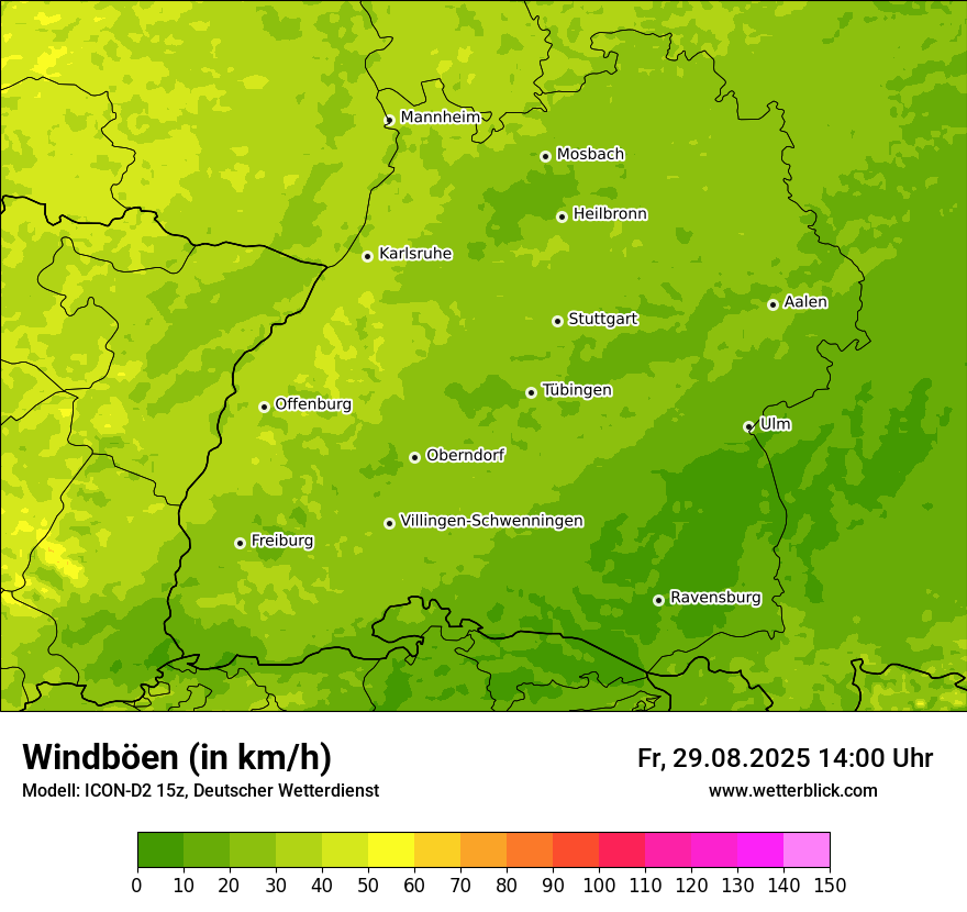 Modellkarten Windgeschwindigkeit